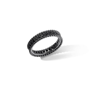 Anello Comete We Are unisex in argento rutenio e zirconi neri 13