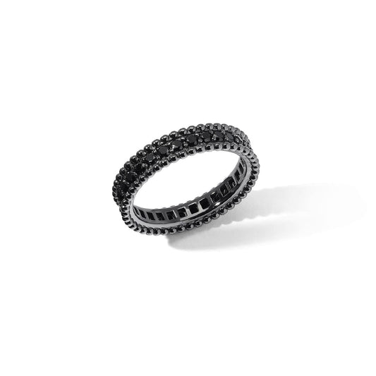 Anello Comete We Are unisex in argento rutenio e zirconi neri 13