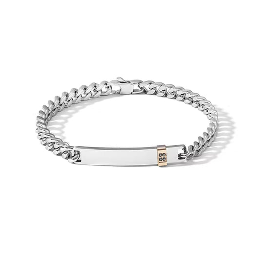 Bracciale Comete in acciaio con diamanti neri di 0,02ct Regolabile 19-21 cm