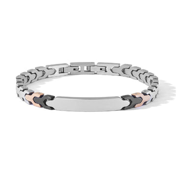 Bracciale catena Comete in acciaio con pvd nero e rosé 20 cm