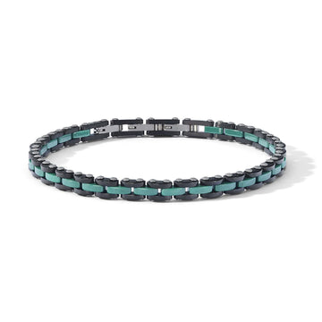 Bracciale catena Comete in acciaio con pvd nero e ceramica 20 cm