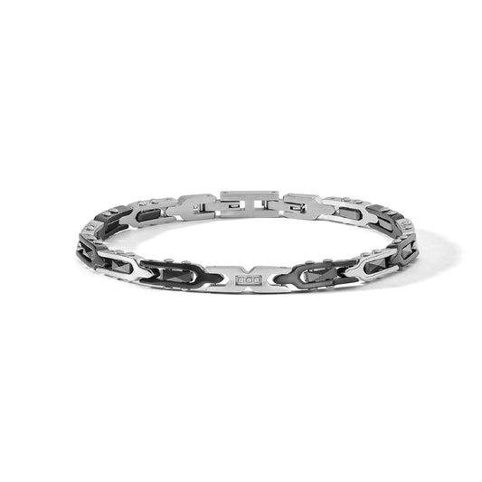 Bracciale COMETE Uomo in acciaio ceramica nera e diamanti Regolabile 19,5-21 cm