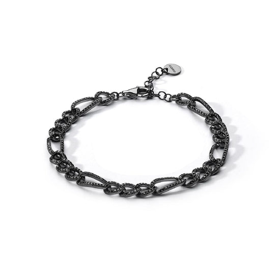 Bracciale Comete We Are unisex argento rutenio e zirconi neri Regolabile 18-21 cm