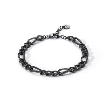 Bracciale Comete We Are unisex argento rutenio e zirconi neri Regolabile 18-21 cm