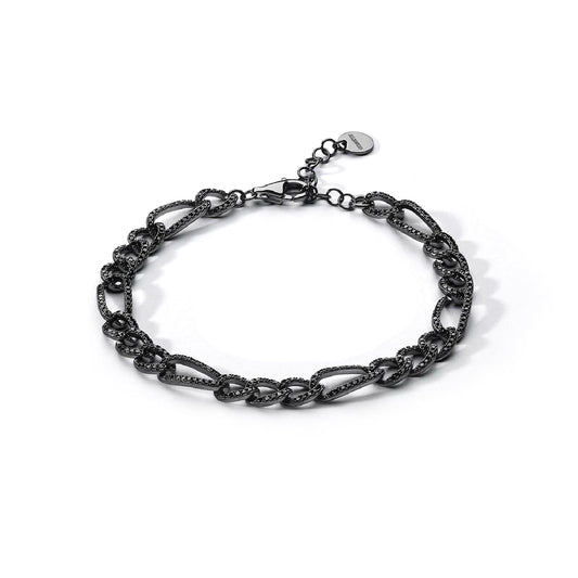 Bracciale Comete We Are unisex argento rutenio e zirconi neri Regolabile 18-21 cm