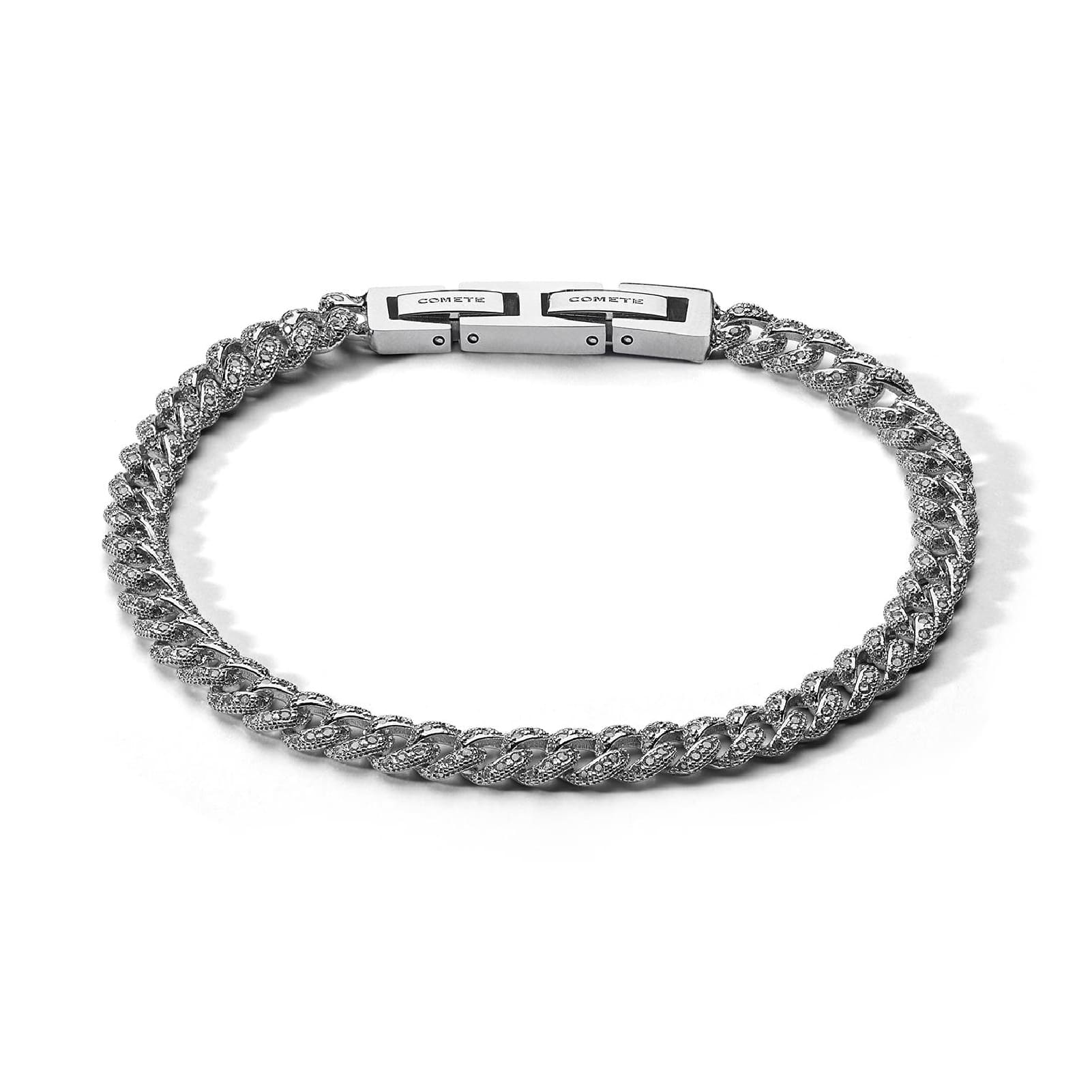 Bracciale Comete We Are in argento, acciaio e zirconi bianchi 17 cm