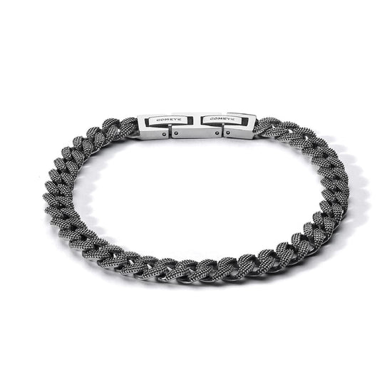 Bracciale Comete We Are unisex in argento brunito e acciaio 17 cm