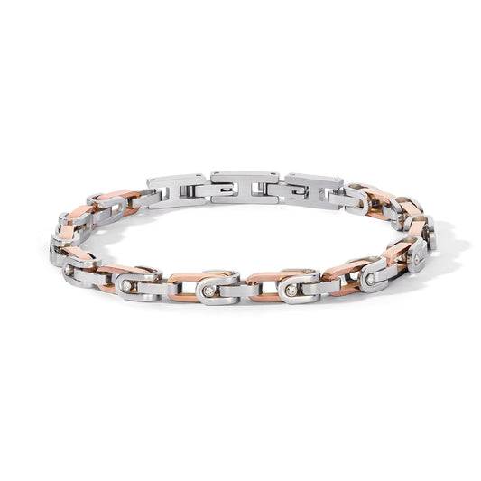 Bracciale Comete pvd oro rosa con zirconi bianchi uomo 21 cm