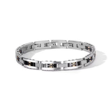 Bracciale catena Comete in acciaio pvd oro rosa e nero uomo 21 cm