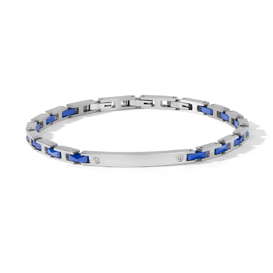 Bracciale catena Comete in ceramica blu e diamanti uomo 21 cm