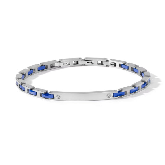 Bracciale catena Comete in ceramica blu e diamanti uomo 21 cm