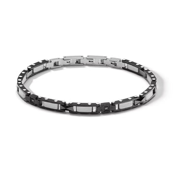 Bracciale catena Comete acciaio e pvd nero ceramica zirconi 21 cm