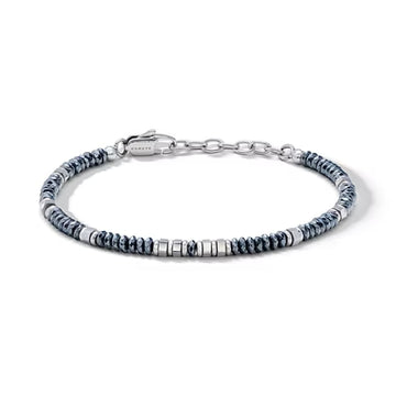 Bracciale Comete in acciaio con ematite grigia da uomo 21 cm