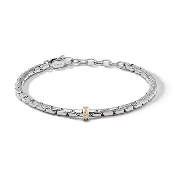 Bracciale Comete in acciaio e zirconi bianchi da uomo 21 cm