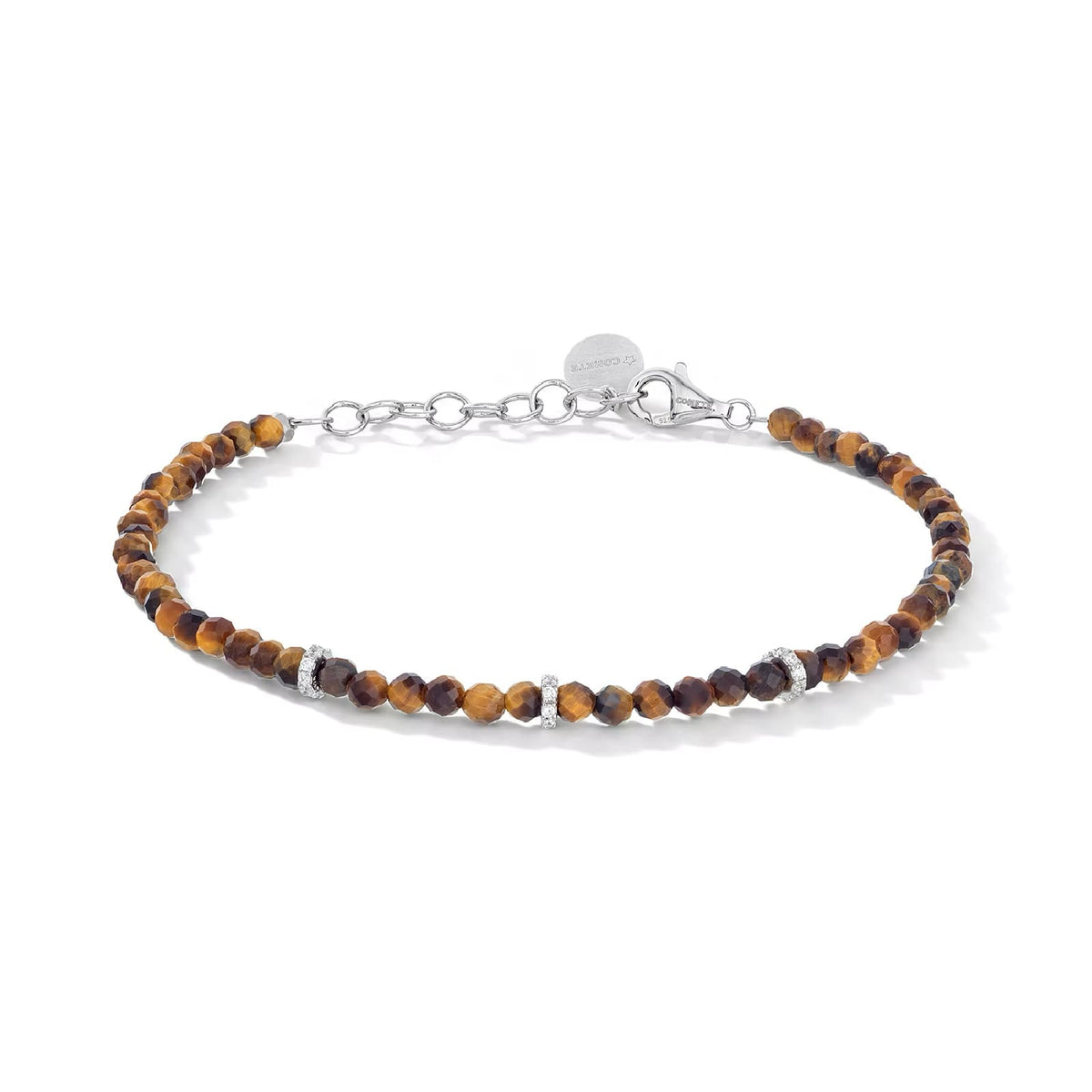 Bracciale Comete in argento occhio di tigre e zirconi 21 cm