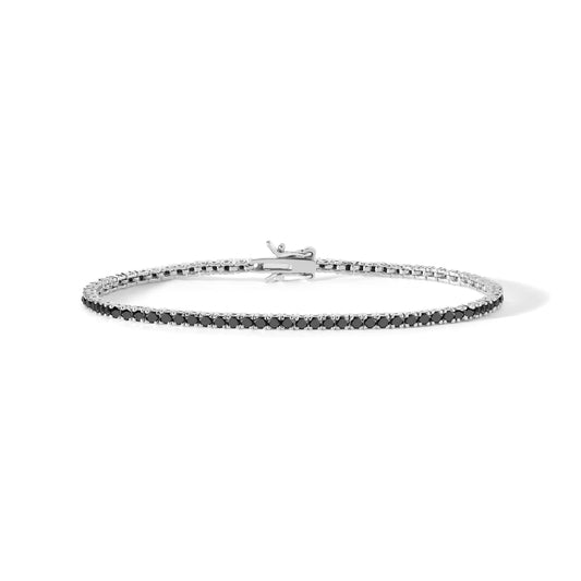 Bracciale tennis Comete in argento con zirconi neri 19 cm
