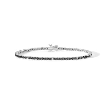 Bracciale tennis Comete in argento con zirconi neri bianchi 19 cm