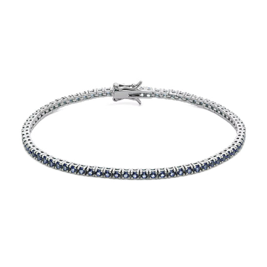 Bracciale tennis Comete in argento con zirconi blu 19 cm