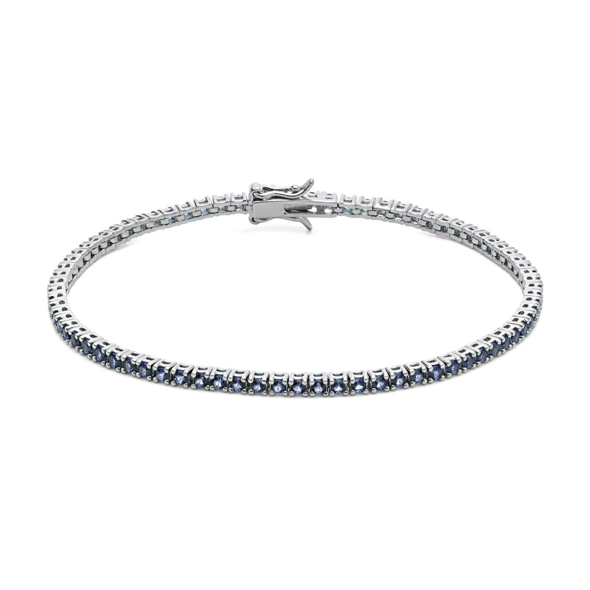 Bracciale tennis Comete in argento con zirconi blu 19 cm