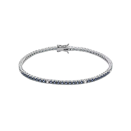 Bracciale tennis Comete in argento con zirconi blu e bianchi 19 cm