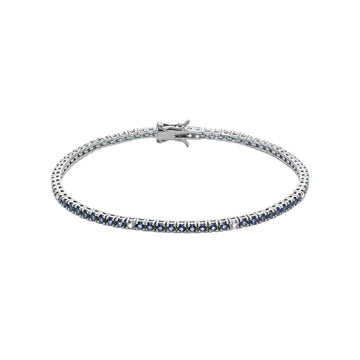 Bracciale tennis Comete in argento con zirconi blu e bianchi 19 cm