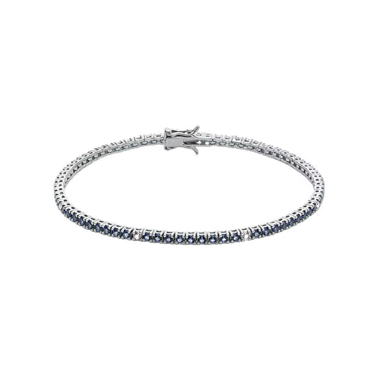 Bracciale tennis Comete in argento con zirconi blu e bianchi 19 cm
