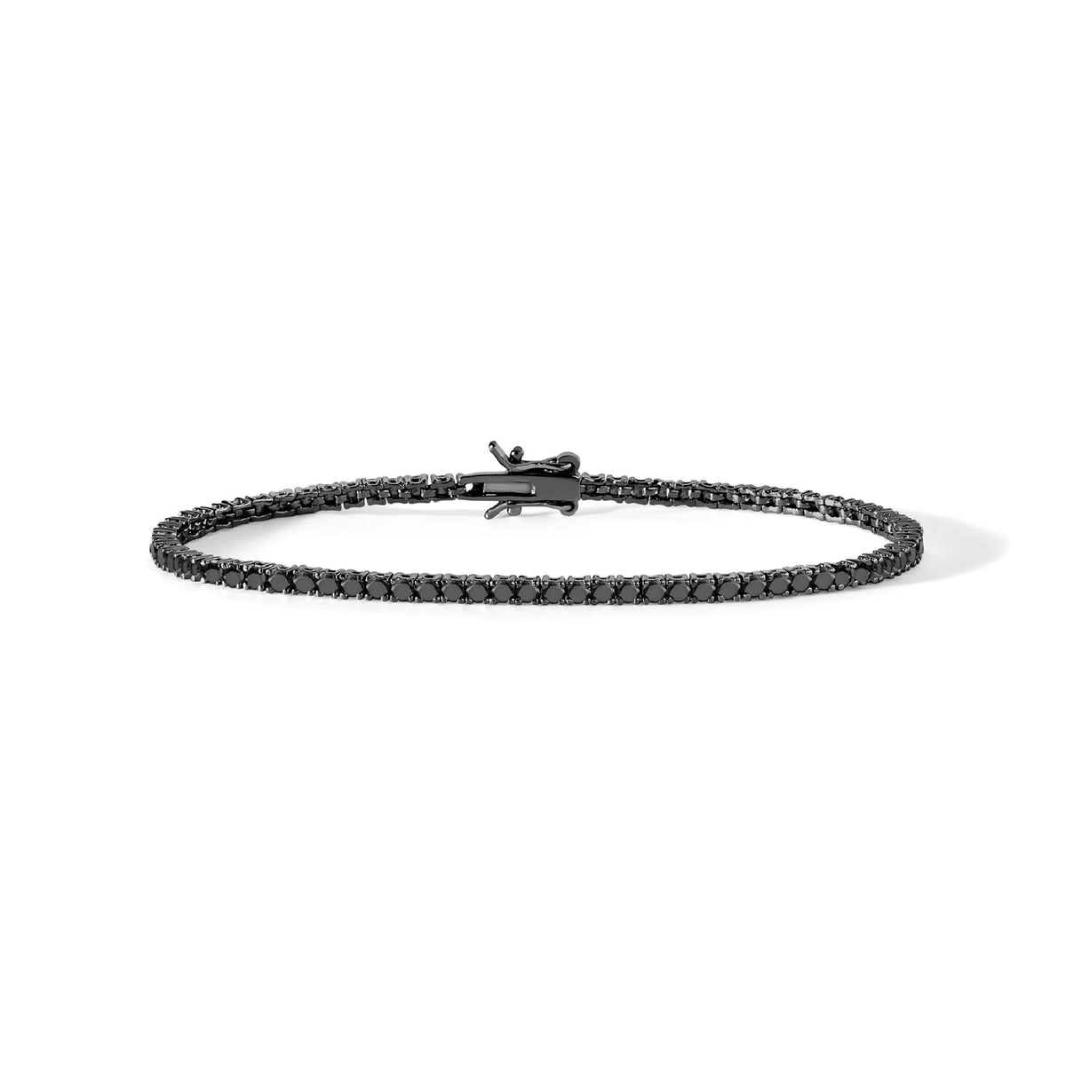 Bracciale tennis Comete in argento brunito con zirconi neri 19 cm