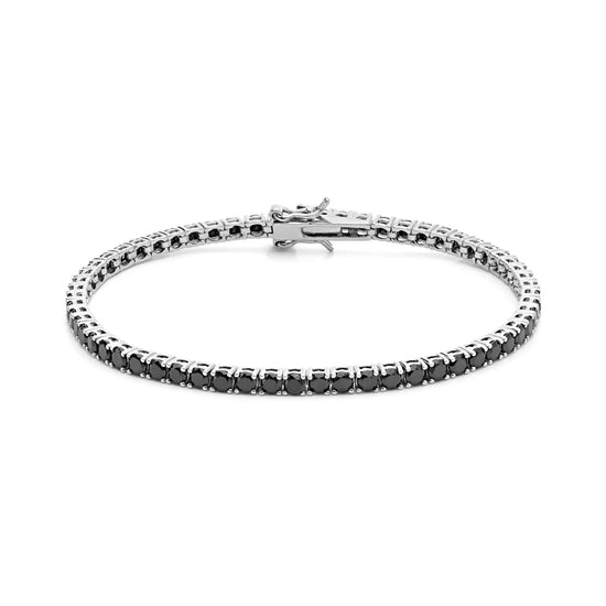 Bracciale tennis Comete in argento con zirconi neri 19 cm