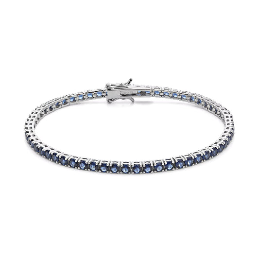 Bracciale tennis Comete in argento con zirconi blu 19 cm
