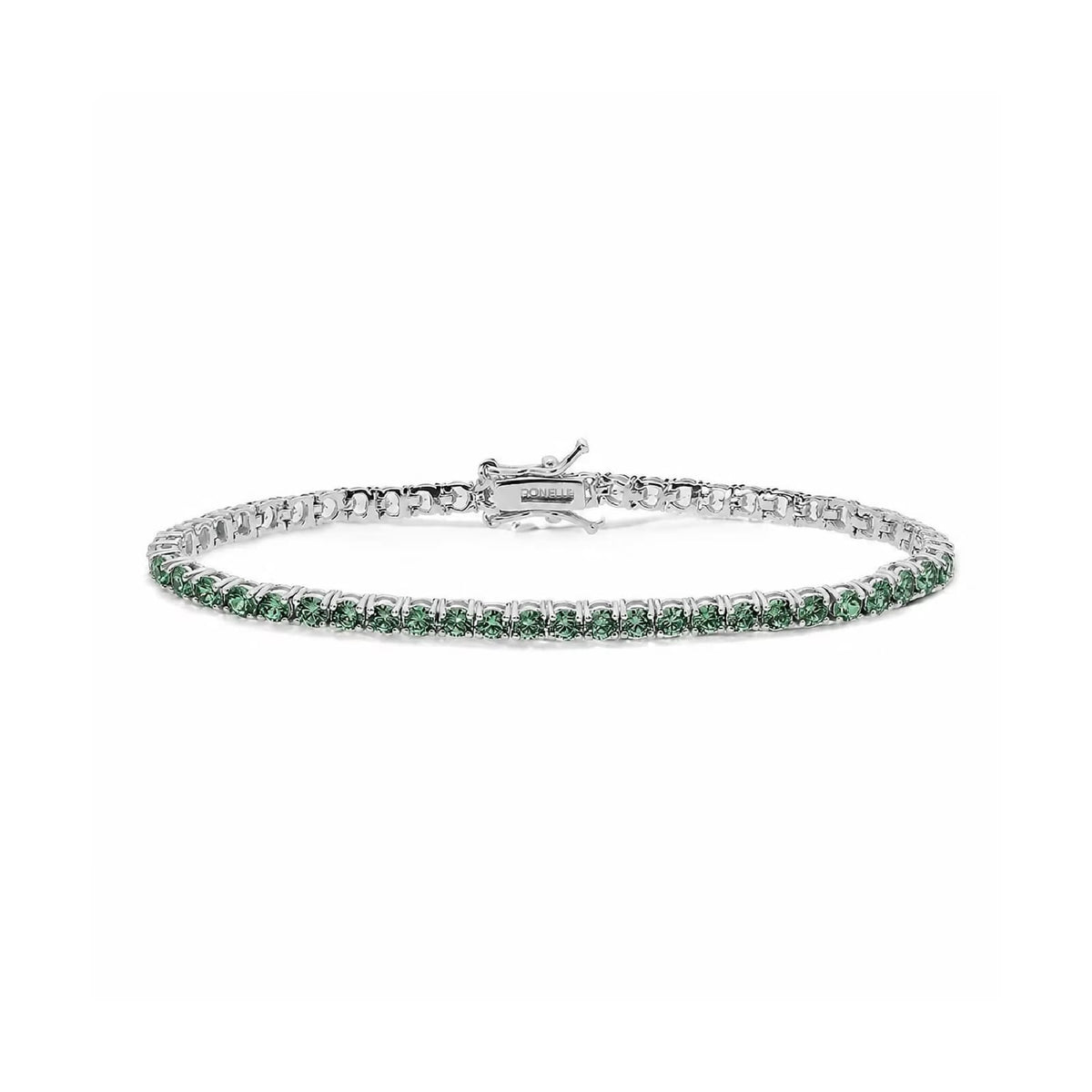 Bracciale tennis Comete in argento con zirconi verdi 19 cm