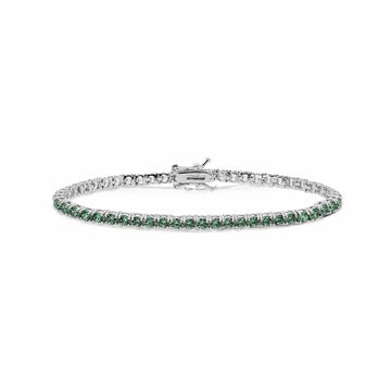 Bracciale tennis Comete in argento con zirconi verdi 19 cm