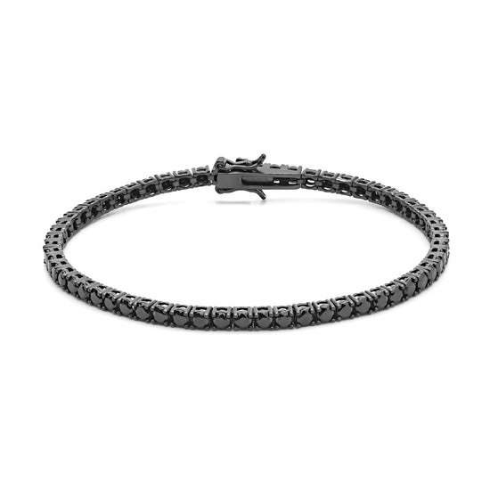 Bracciale tennis Comete in argento brunito con zirconi neri 19 cm
