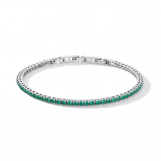 Bracciale tennis Comete in acciaio con zirconi verdi 21 cm