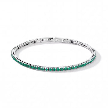 Bracciale tennis Comete in acciaio con zirconi verdi 21 cm