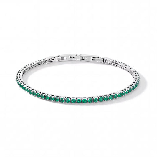 Bracciale tennis Comete in acciaio con zirconi verdi 21 cm