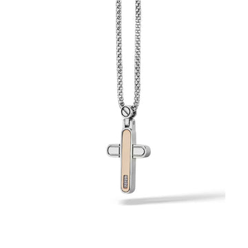 Collana Comete acciaio bicolor con diamante di 0,015ct