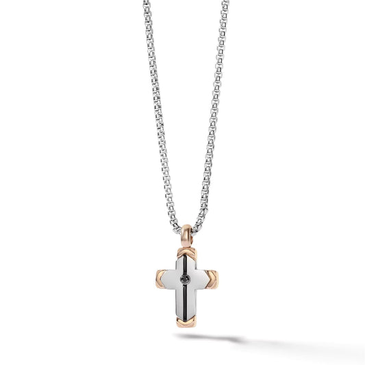 Collana girocollo Comete in acciaio con croce e diamante uomo MISURA UNICA