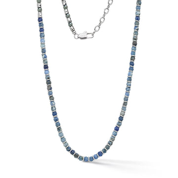Collana girocollo Comete in acciaio con pietre blu e grigie MISURA UNICA