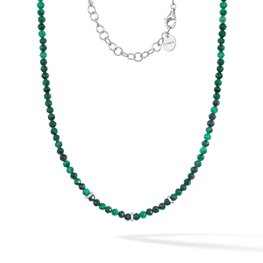 Collana girocollo Comete in argento malachite verde e zirconi MISURA UNICA
