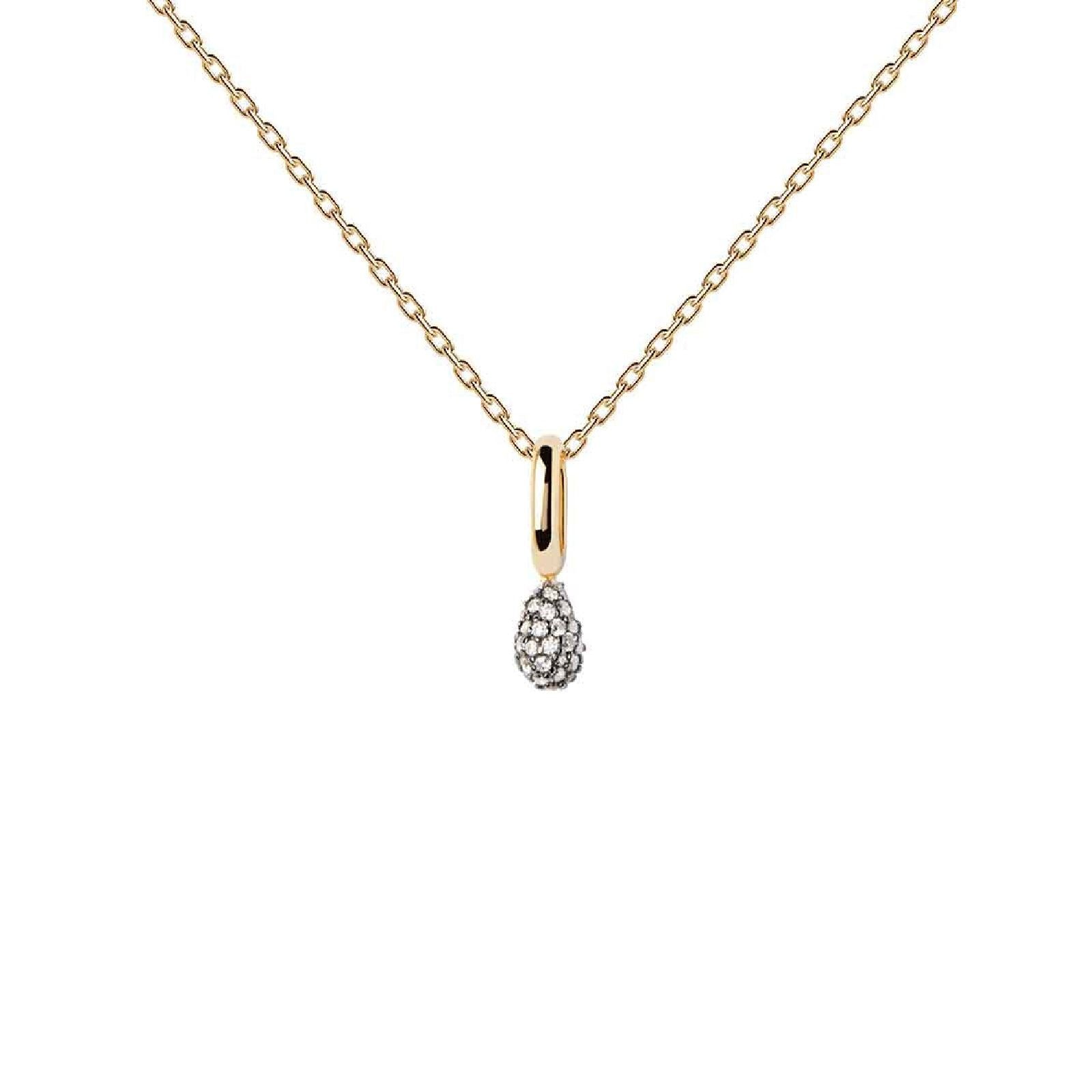 Collana pendente PDPAOLA Lava donna argento dorato pendente goccia con zirconi CO01-819-U-1