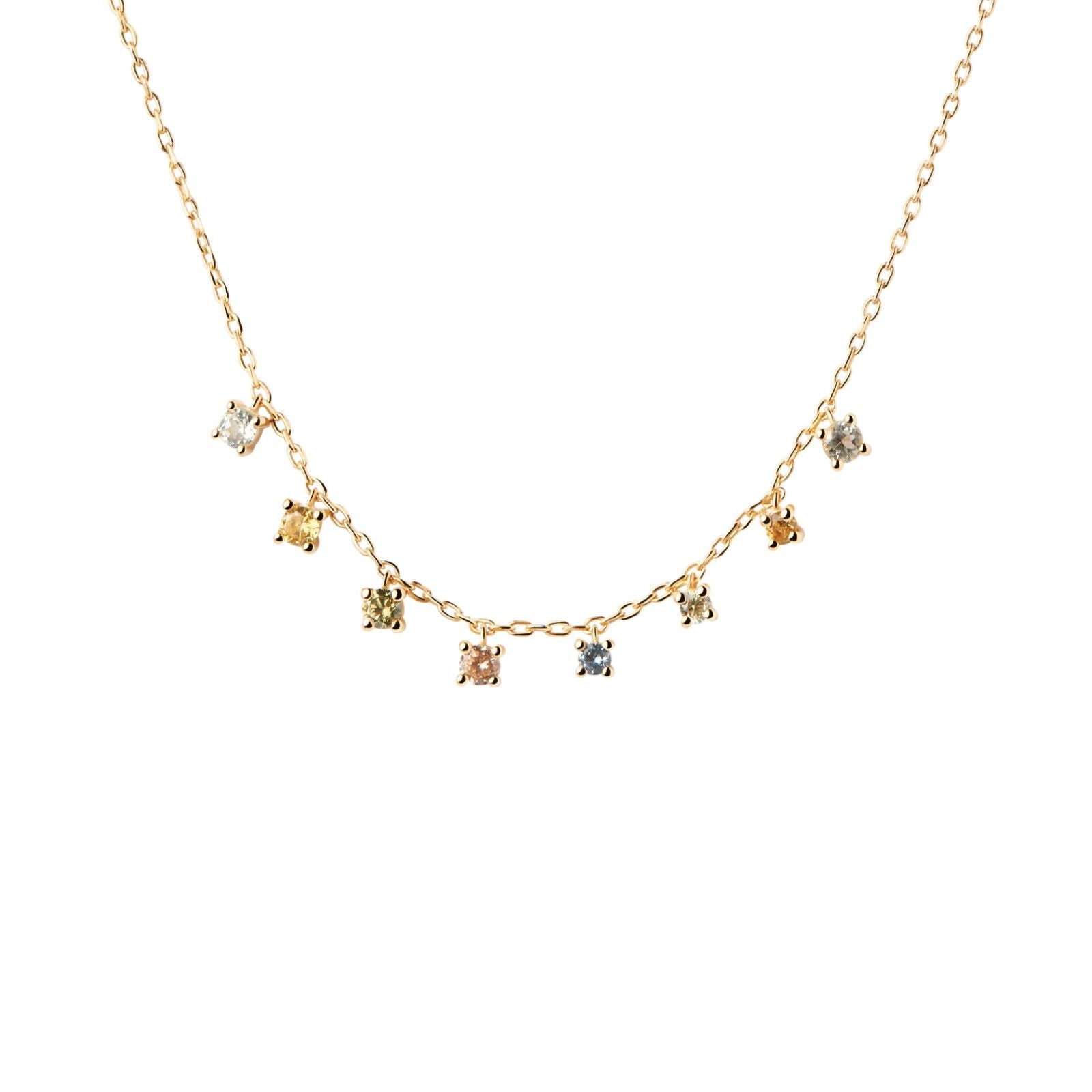Collana donna PDPAOLA Essential Rainbow argento dorato zirconi multicolor CO01-839-U-1