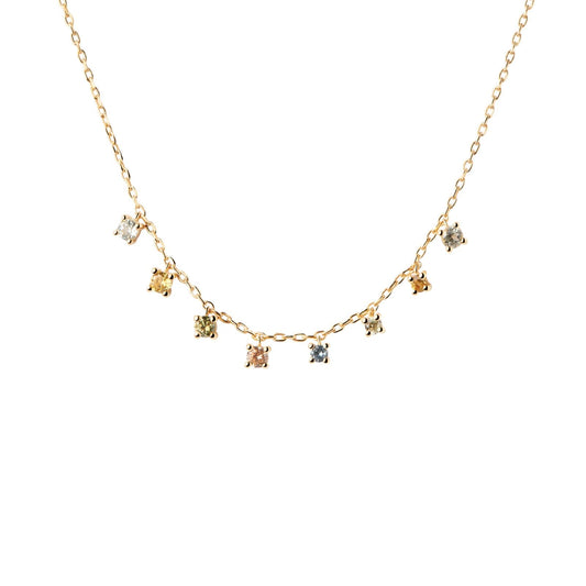 Collana donna PDPAOLA Essential Rainbow argento dorato zirconi multicolor CO01-839-U-1