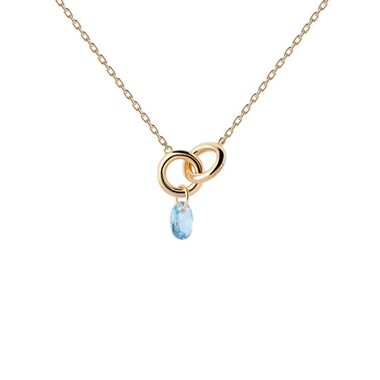 Collana donna PDPAOLA Essential Lily argento dorato zircone blu CO01-842-U-1