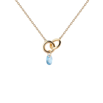 Collana donna PDPAOLA Essential Lily argento dorato zircone blu CO01-842-U-1