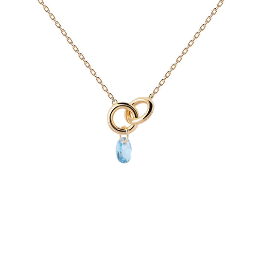 Collana donna PDPAOLA Essential Lily argento dorato zircone blu CO01-842-U-1