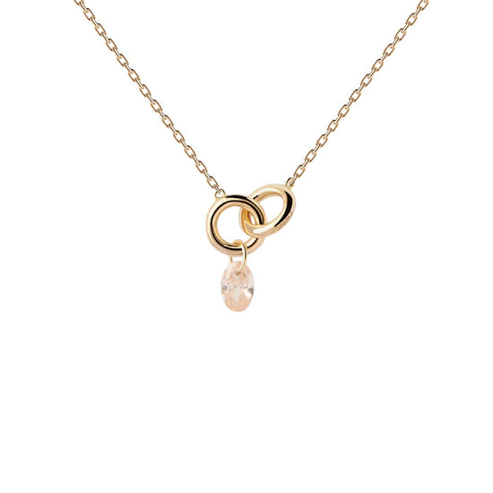 Collana donna PDPAOLA Essential Lily argento dorato zircone rosa CO01-844-U-1