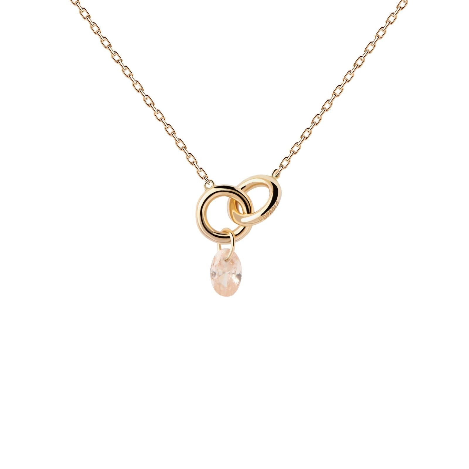 Collana donna PDPAOLA Essential Lily argento dorato zircone rosa CO01-844-U-1