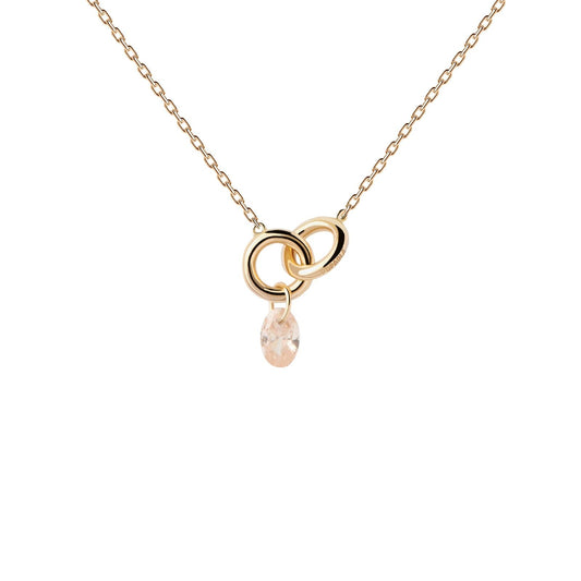 Collana donna PDPAOLA Essential Lily argento dorato zircone rosa CO01-844-U-1