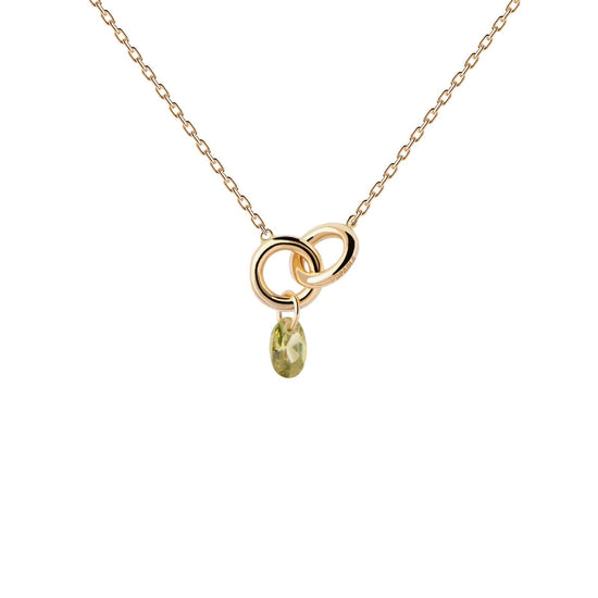 Collana donna PDPAOLA Essential Lily argento dorato zircone verde CO01-845-U-1