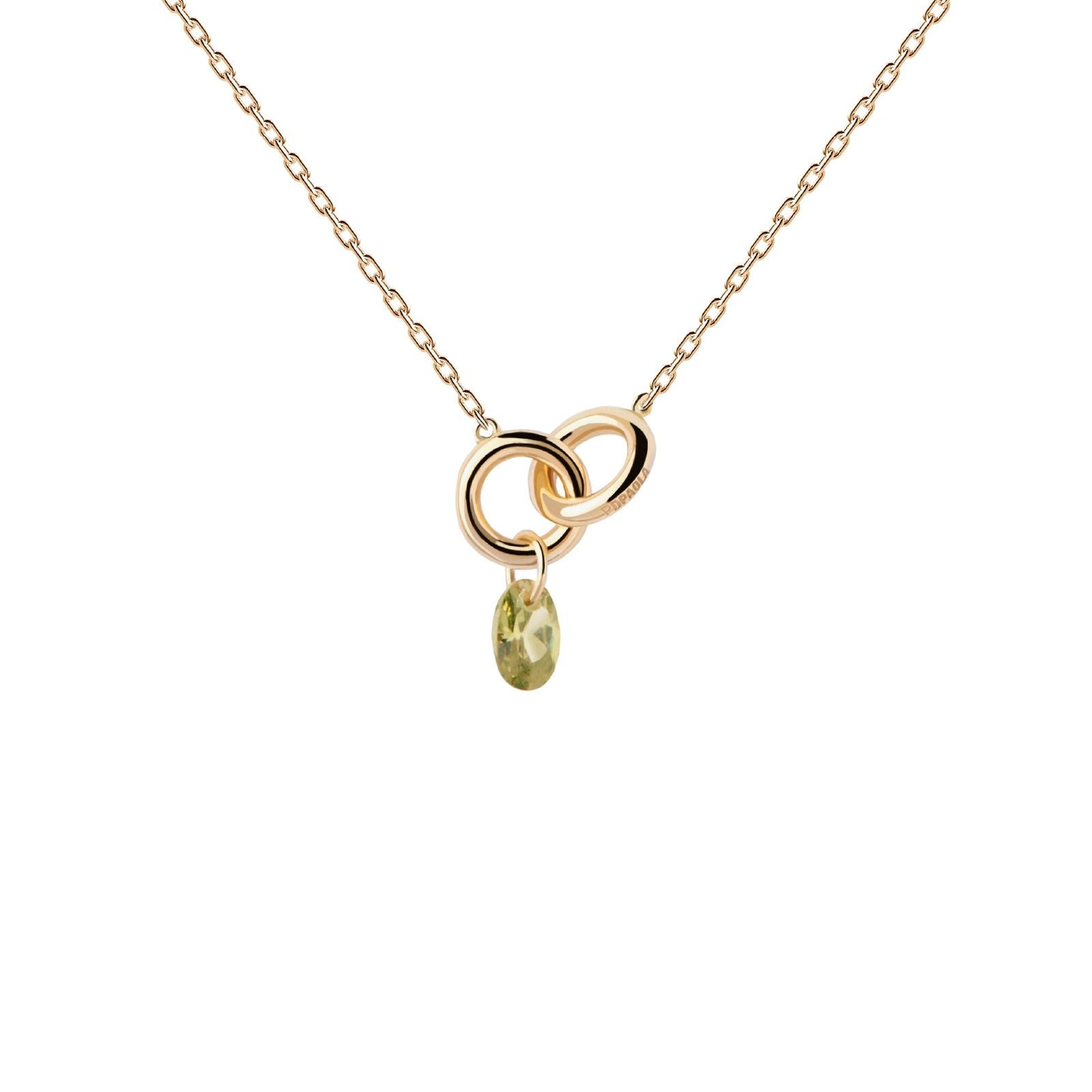 Collana donna PDPAOLA Essential Lily argento dorato zircone verde CO01-845-U-1